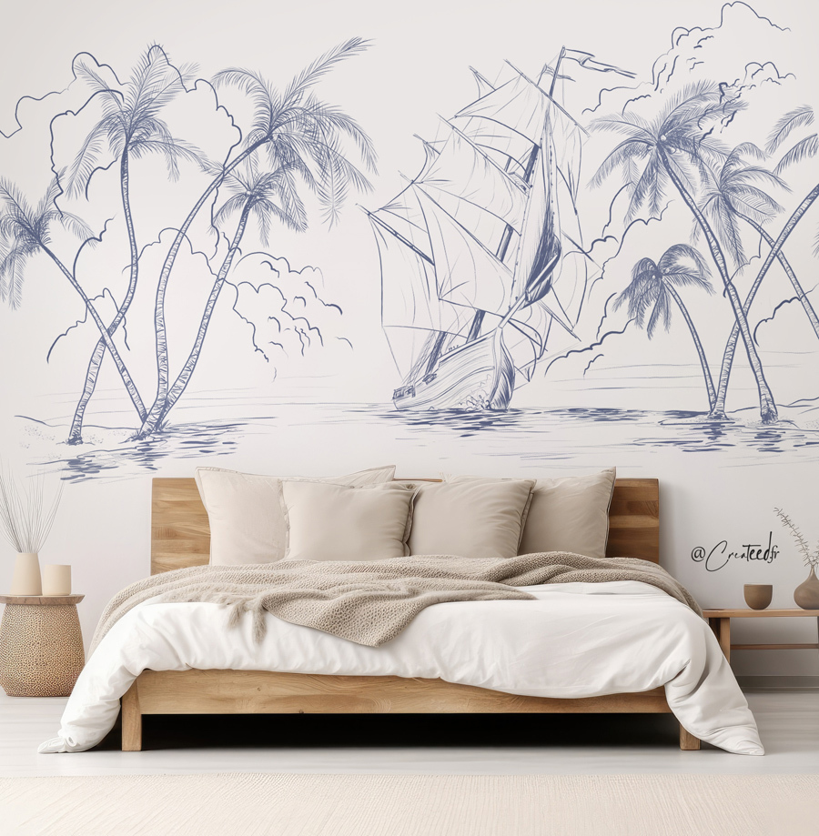 illustration murale pour chambre parentale