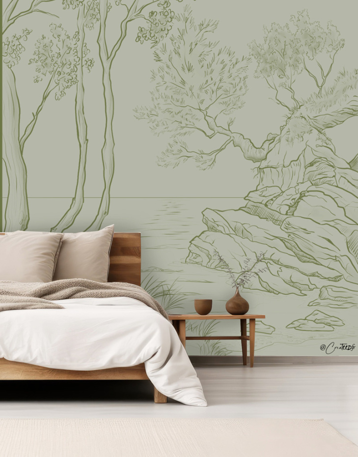 Fresque murale ton sur ton